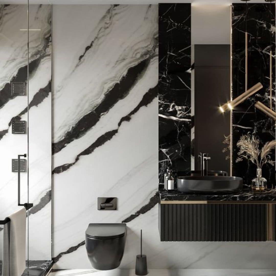 panda whitemarble bathroom and walling design picture