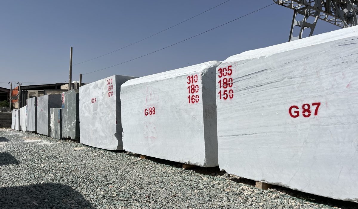 A picture of a natural stone block Stock with white blocks